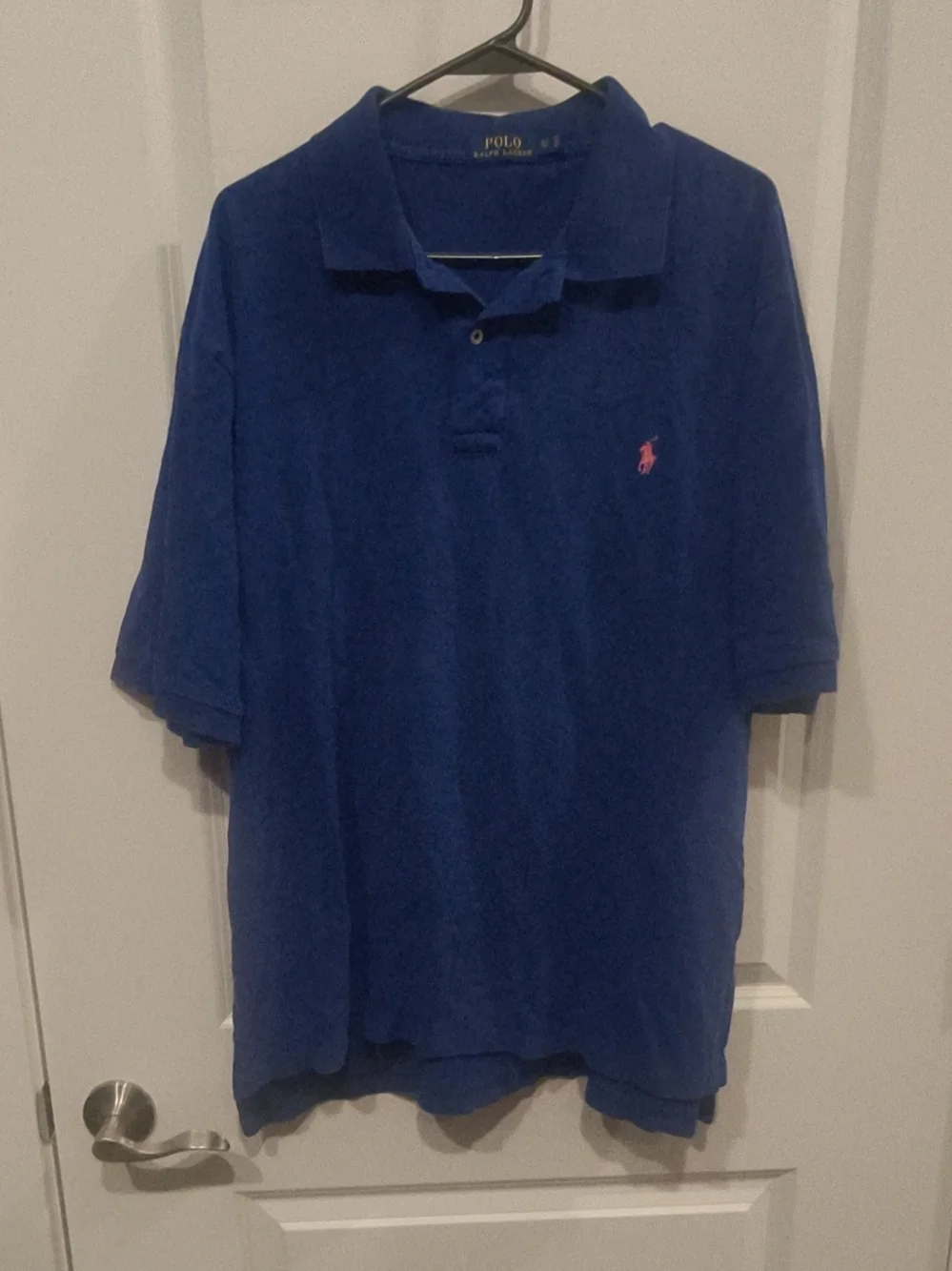 Polo by Ralph Lauren Blue Polo with Pink Pony Embroidery | Size XLT